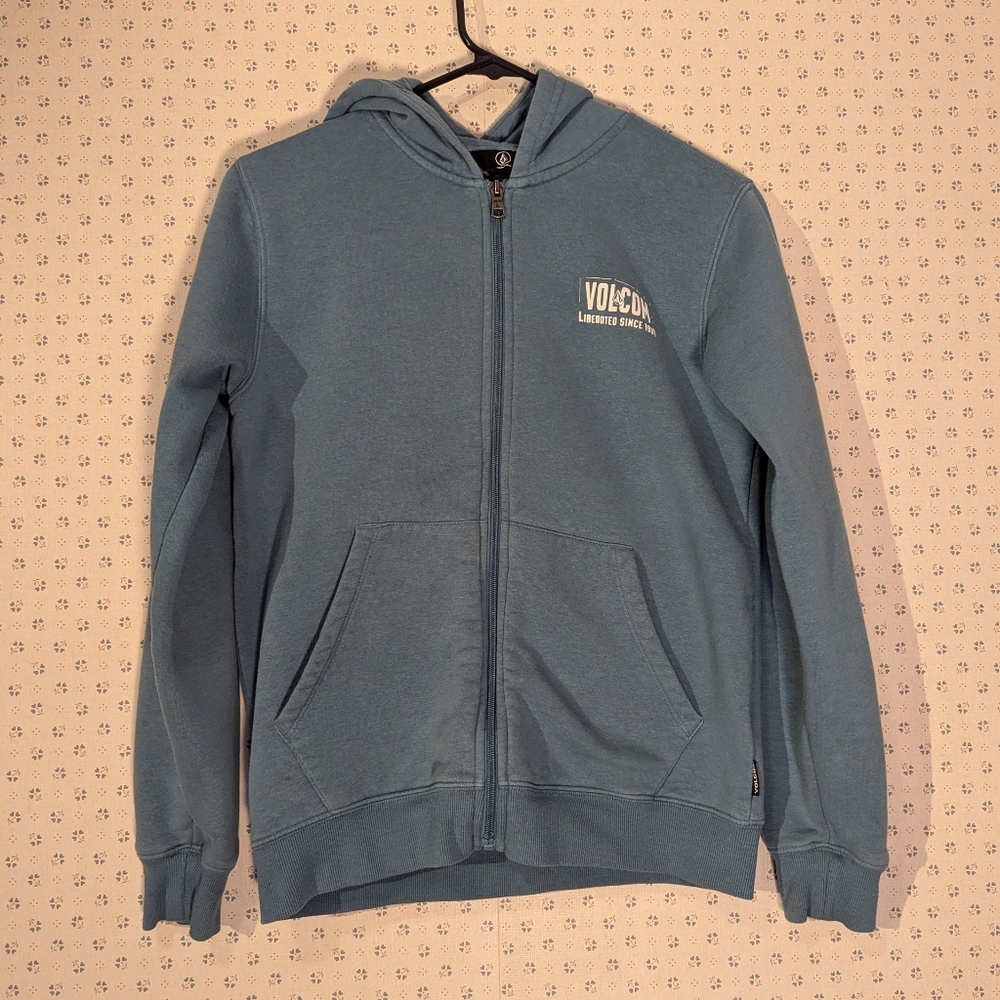 Volcom Teal Large Hoodie Logo Liberated Style Name Unisex Thick Fabric Skater